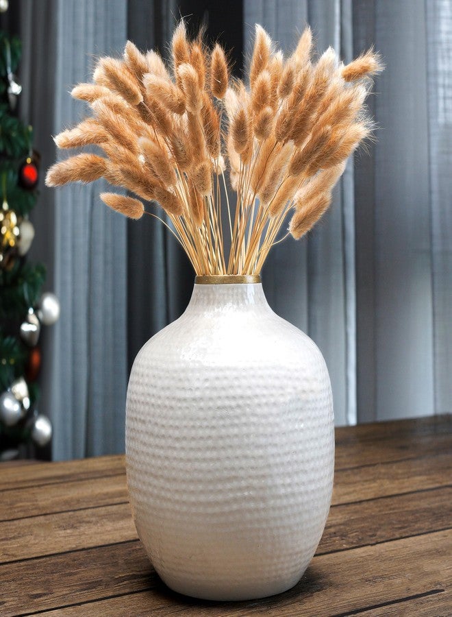 BEHOMA Metal Hammered Bud Shape Vase for Home Decor Decoratives for Indoor Outdoor Living Room Balcony | Best Gift for Birthday Anniversary Festival | White 1 Large Pcs, Modern - Image 3
